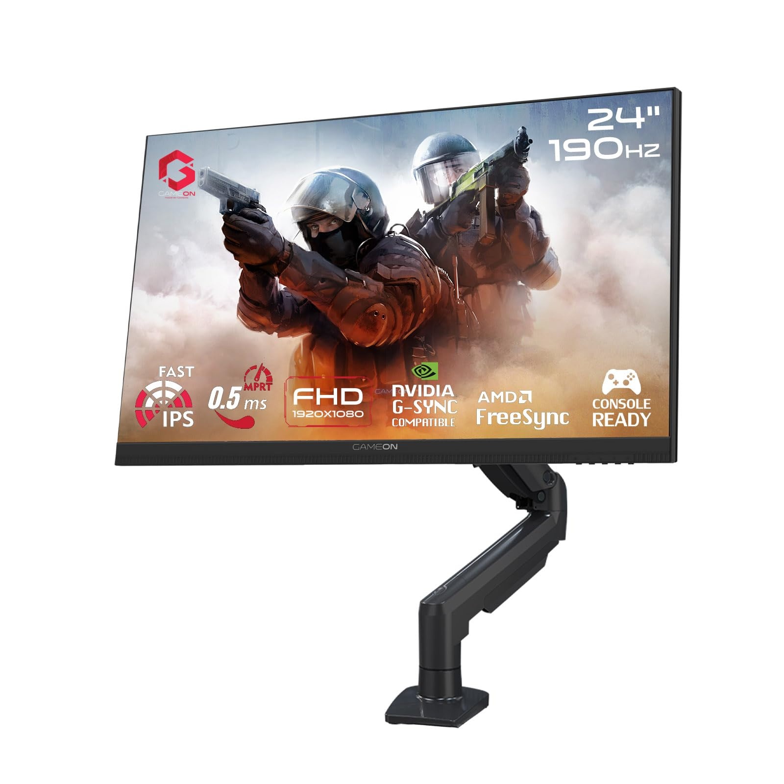 شاشة ألعاب GAMEON GOM24FHD190IPSX سلسلة ميدنايت برو إكس 24.5 بوصة FHD 190 هرتز IPS
