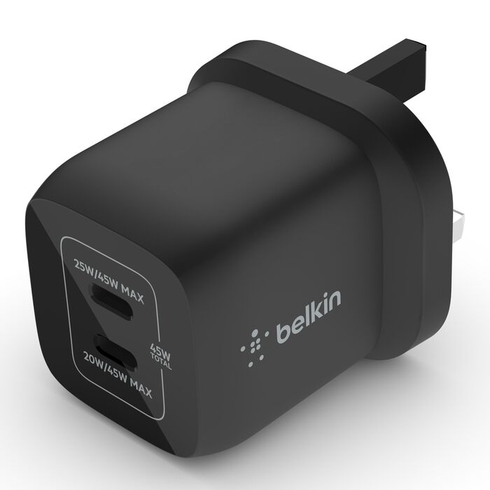 Belkin Boost Charge Pro Gan Dual Wall Charger 45W Black