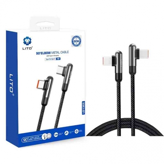 کێبڵی لیتۆ LD13CC لە USB-C بۆ USB-C بۆ بارگاویکردنەوەی خێرا بە هێزی 60 واط