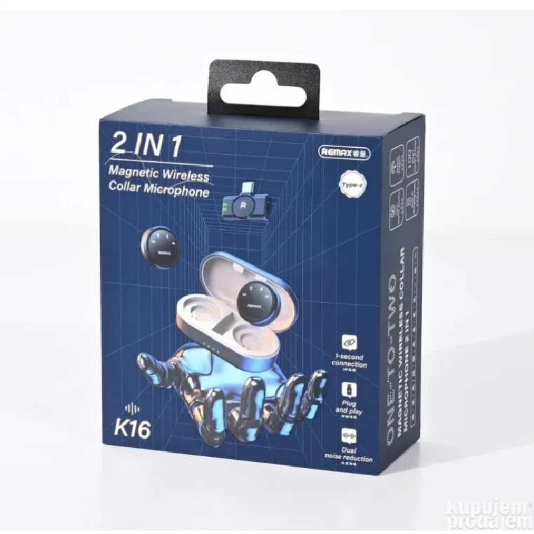  REMAX K16 2-in-1 Wireless Lavalier Microphone for iPhone