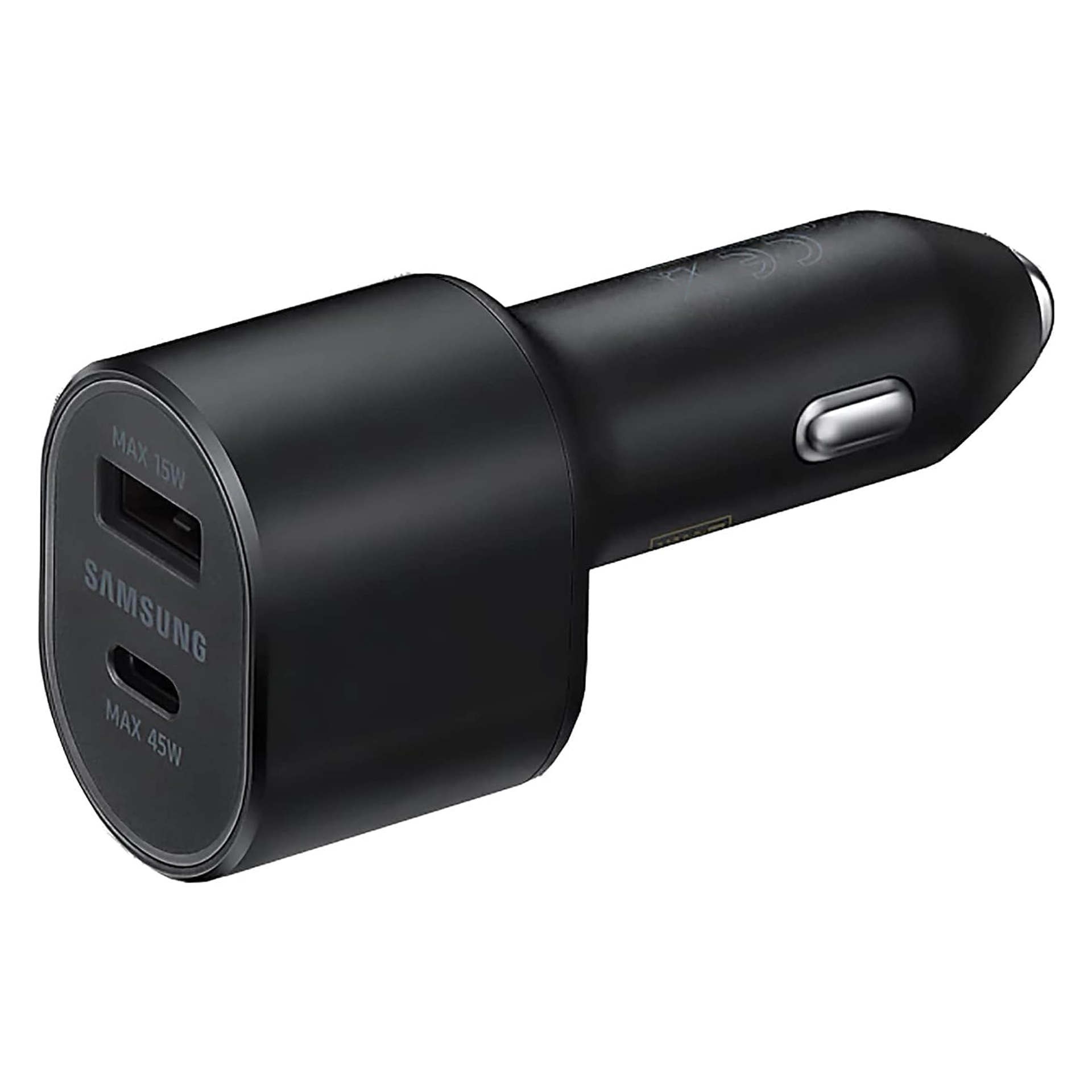 شاحن سيارة سامسونج بمنفذين (USB-C بقوة 45 واط شحن فائق السرعة + USB-A بقوة 15 واط) بإجمالي 60 واط