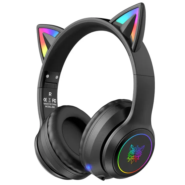 ONIKUMA B90 RGB Cat-Ear Wireless Headset (Bluetooth 5.3, Foldable)