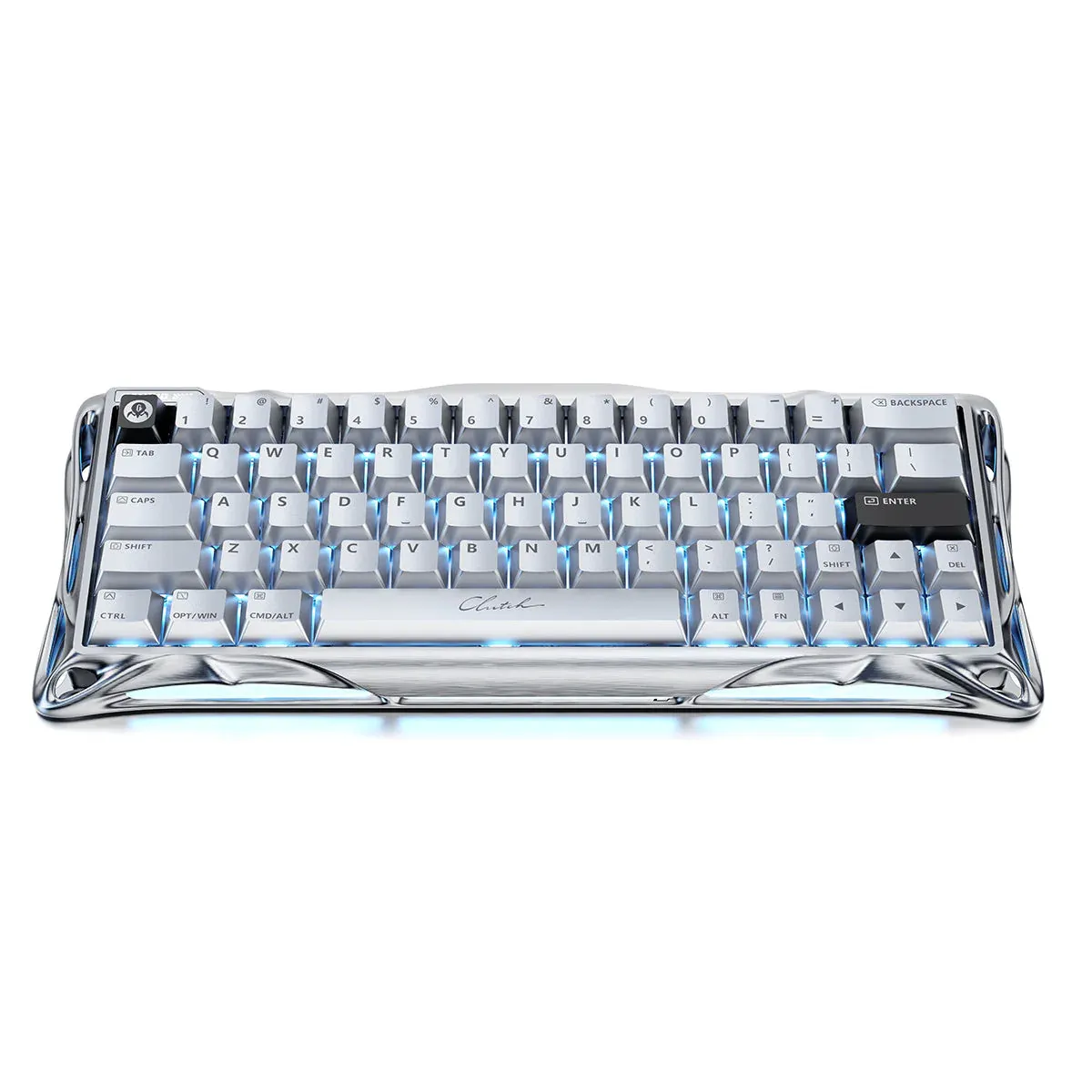 کيبۆردی GravaStar Mercury V60 Pro بە سویچی موگناتیسی - وەشانی Chrome Silver ی هال ئێفێکت
