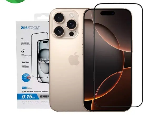 Kuzoom iPhone 16 Pro Max HD Glass Screen 8580LCD Clean