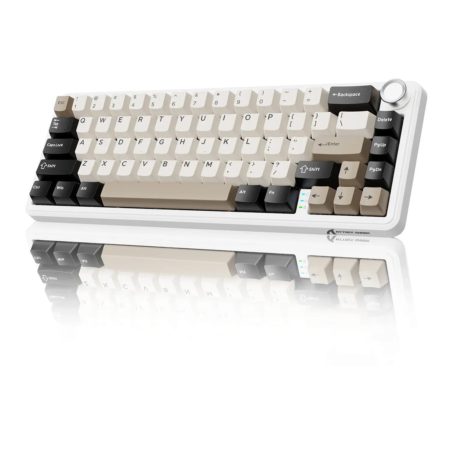 ATTACK SHARK X66 Wireless Mechanical Gaming Keyboard Tri-Mode (White, Strawberry Switch)