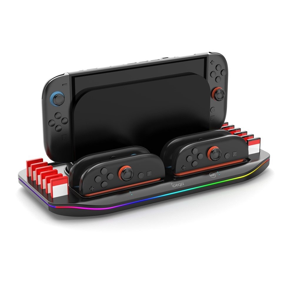 حامل شحن متعدد الوظائف iPega SW2210 RGB لجهاز Nintendo Switch 2 باللون الأسود