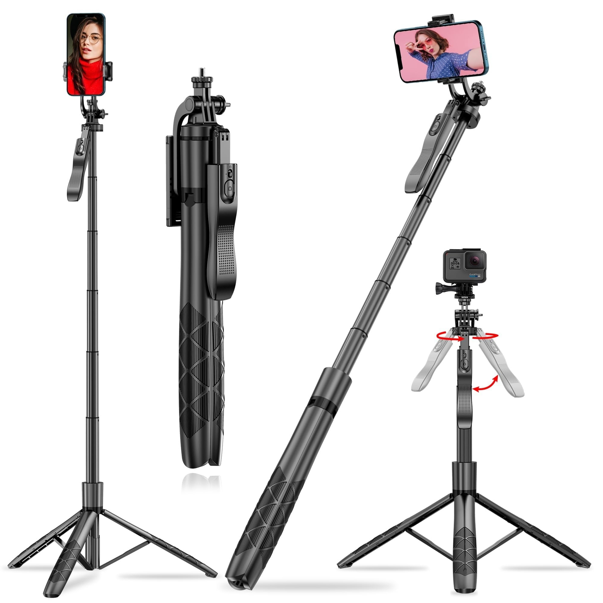 Selfie Stick L16 with Stable Tripod and Hand Stabilizer