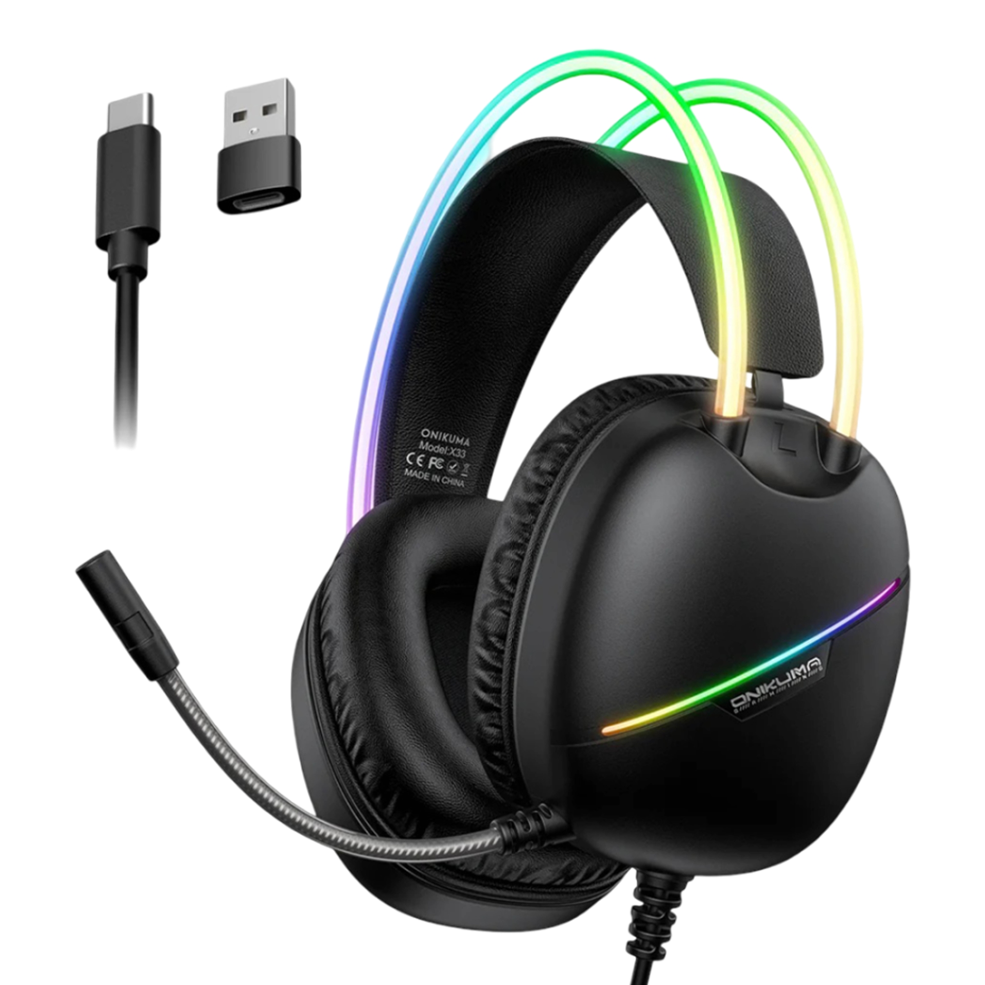 ONIKUMA X33 RGB Gaming Headset (50 mm, Type‑C / USB, 2.2 m Cable)