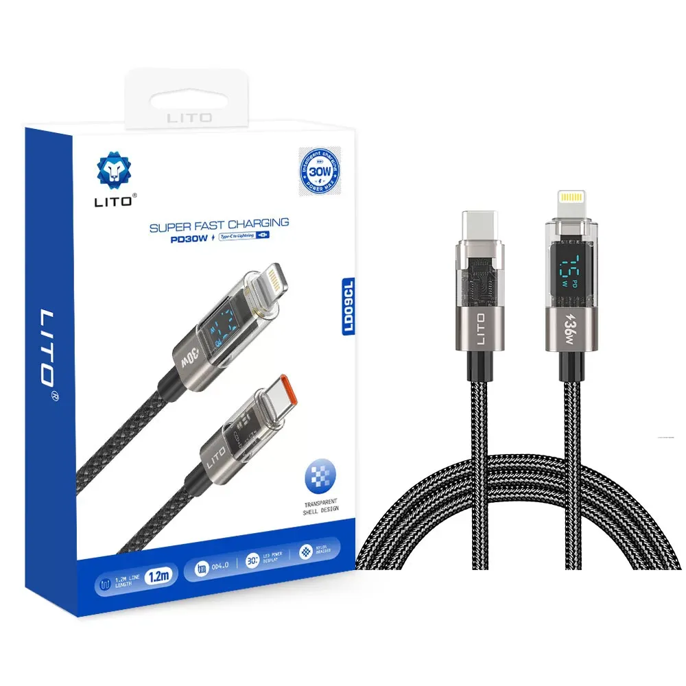 كابل ليتو LD09 من USB-C إلى Lightning للشحن السريع بقدرة 36 واط