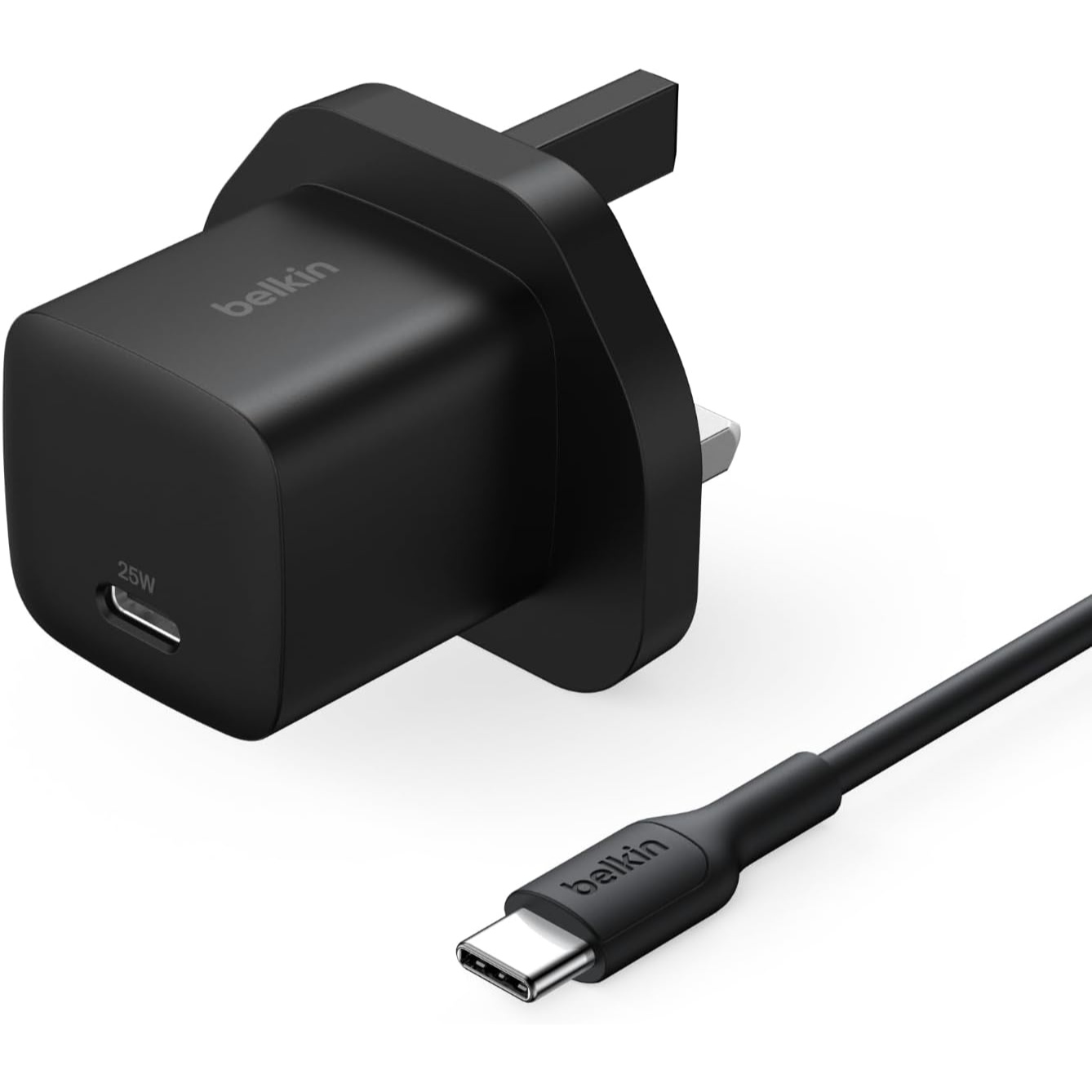 Belkin USB-C Plug 25W with 60W USB-C Cable (3.3ft, 1M) Black 