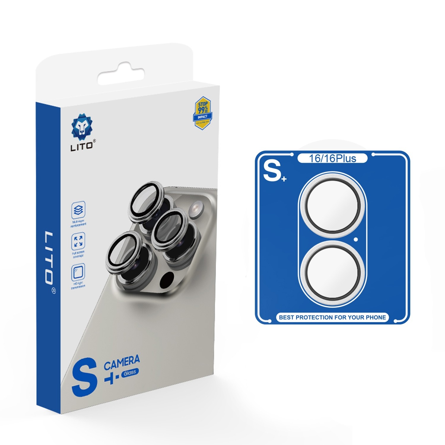 Lito S+ Metal Camera Lens Glass for iPhone 16/ 16plus White