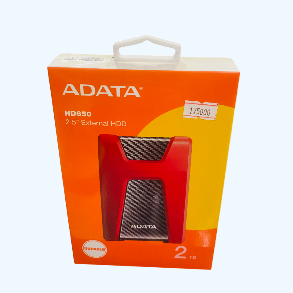 ADATA HD650 2TB Portable External HDD – Red, USB 3.2, Shock-Resistant