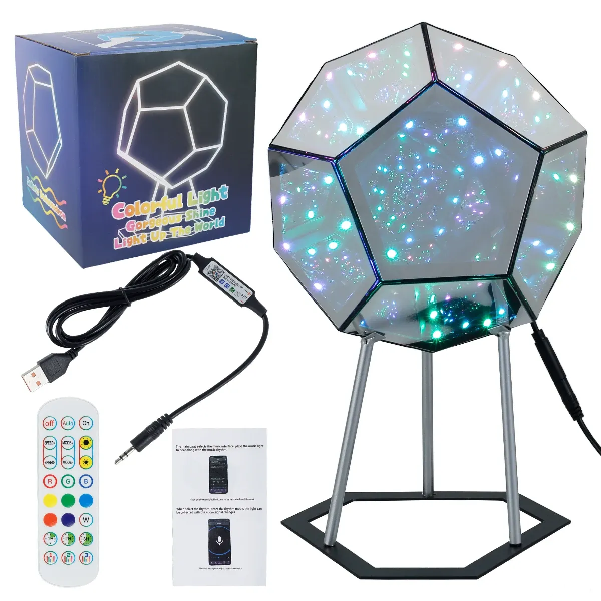 Infinity Dodecahedron Colorful Light