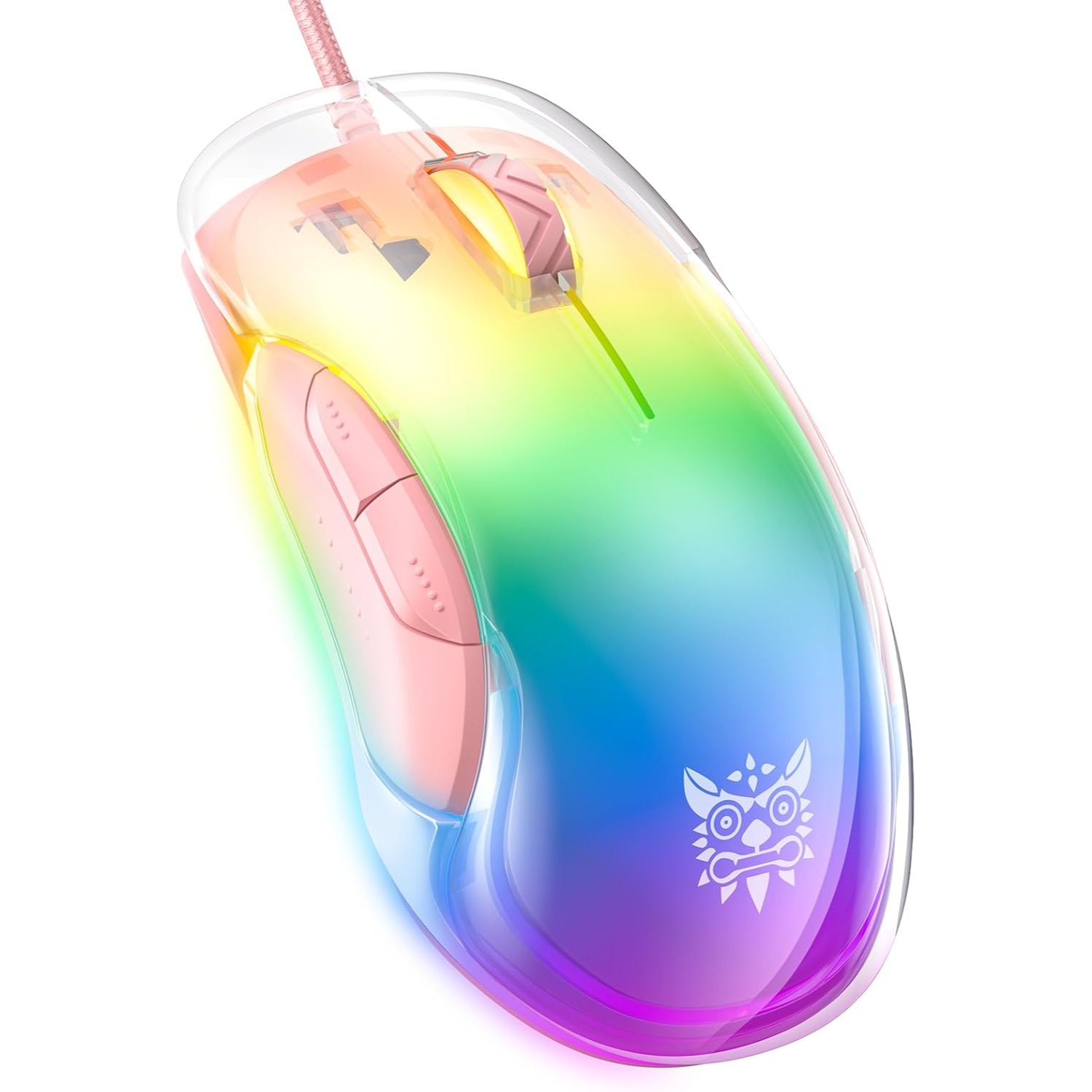  ONIKUMA CW925 Wired Gaming Mouse with RGB Lighting, 12800 DPI, USB Connection, and 1.5m Cable Pink