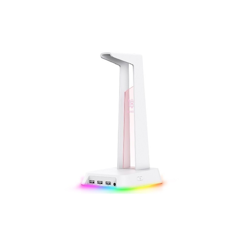 ONIKUMA ST-2 RGB Gaming Headphone Stand – White, 3 USB Ports & 3.5mm AUX