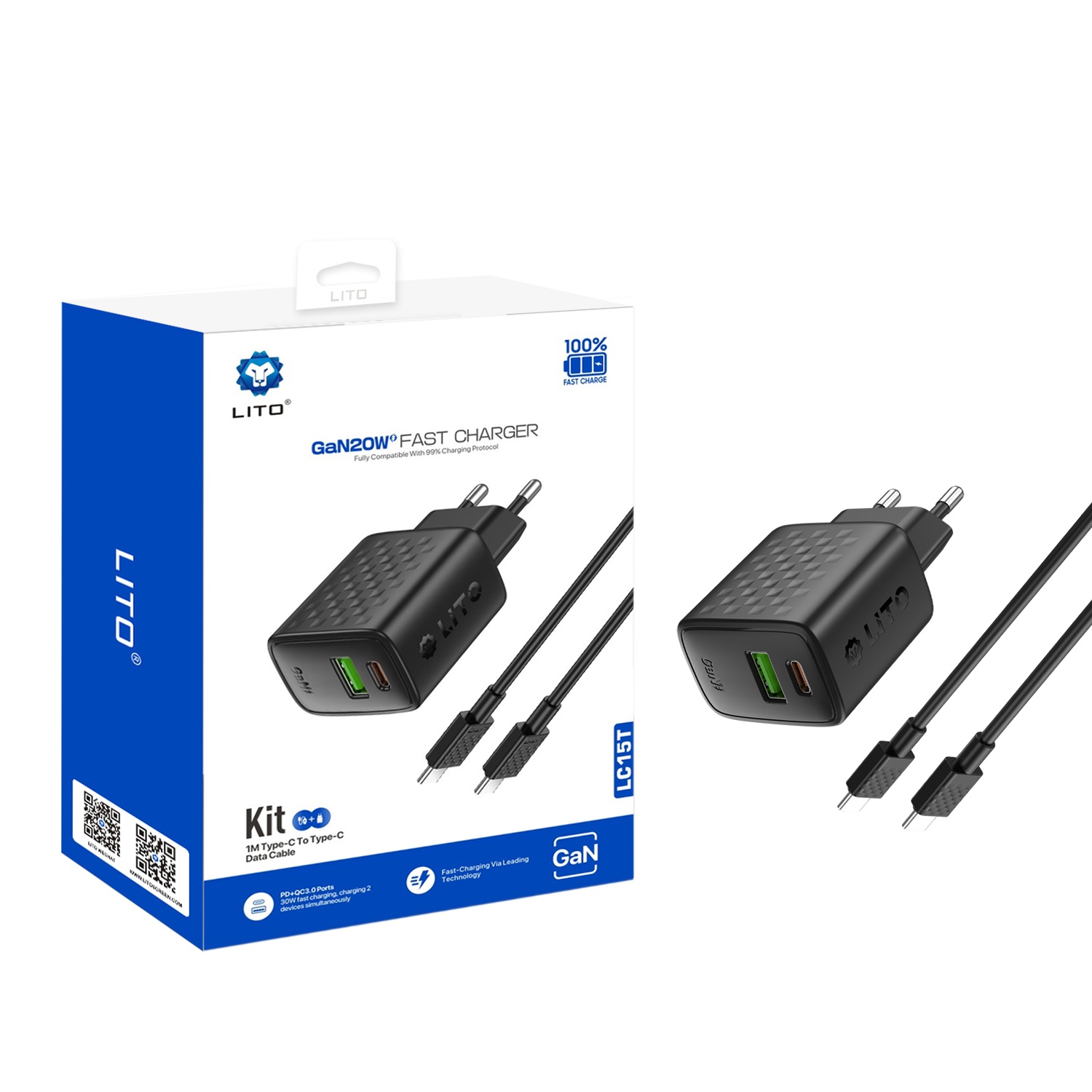LITO LC15T 20W Fast Charger (C to C)