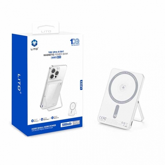Lito LP03 5-in-1 MagSafe Wireless Power Bank - 5000mAh (Alpine White Edition)