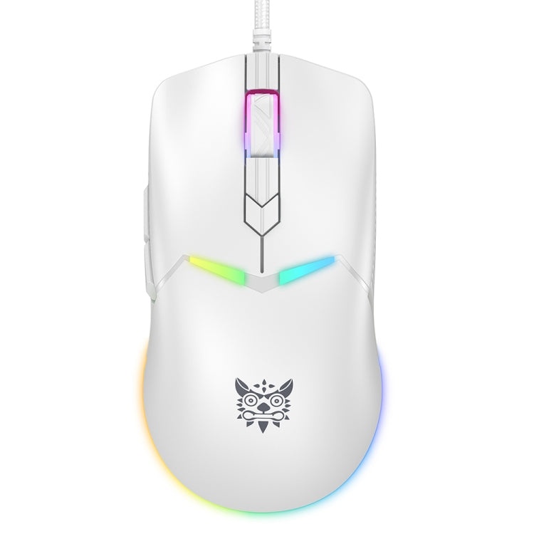 ماوس ألعاب سلكي ONIKUMA CW929 مع اتصال USB، 6400 DPI، إضاءة RGB، وكابل 1.6 متر - أبيض