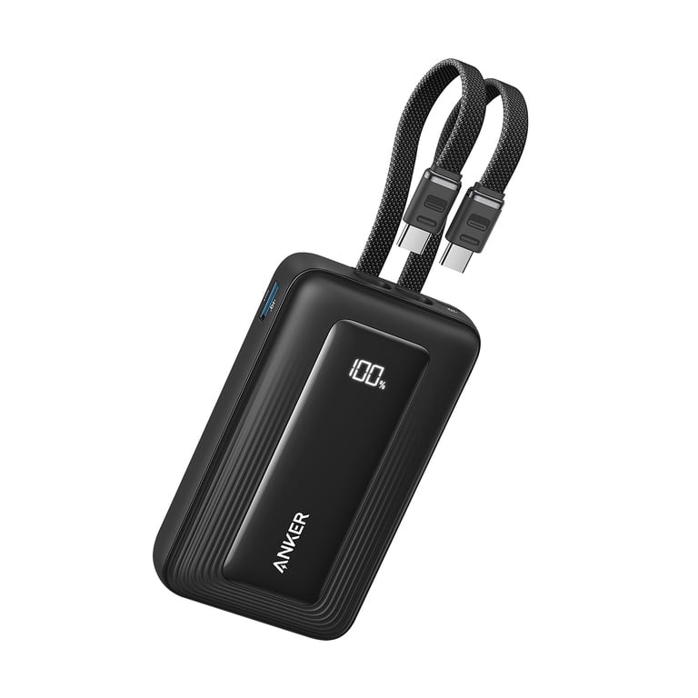 Anker Zolo Power Bank Black Built-in Dual USB-C Cables, 10000mAh 35W Fast Charge Compact and Portable