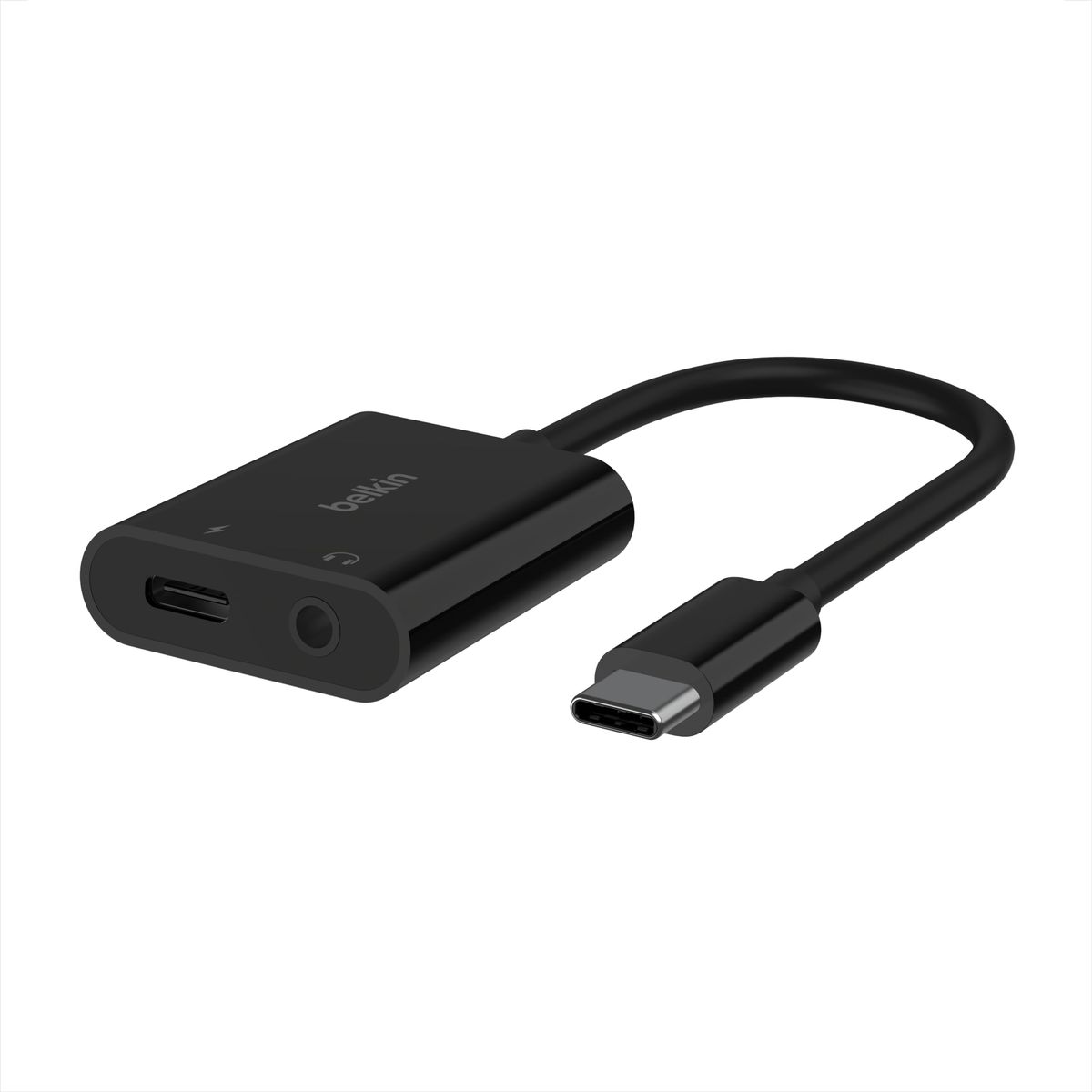 محول Belkin RockStar من USB‑C إلى AUX 3.5 مم للشحن والصوت – أسود