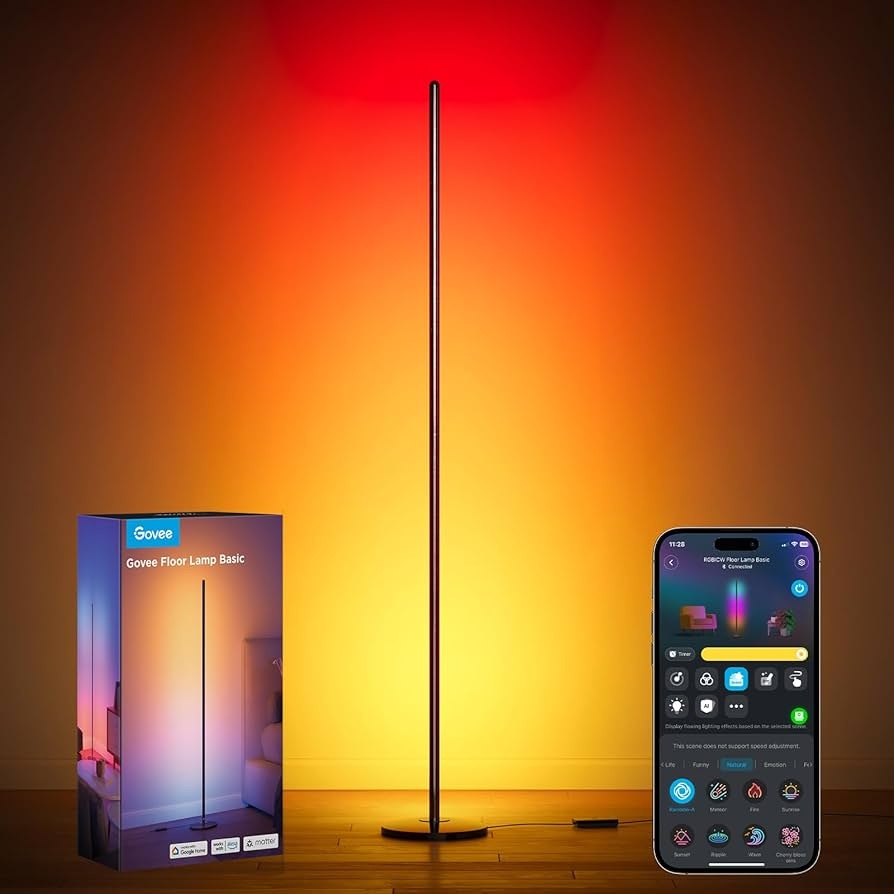 Govee RGBIC Smart Modern LED Corner Floor Lamp (Silver) - Open Box (H6076A)