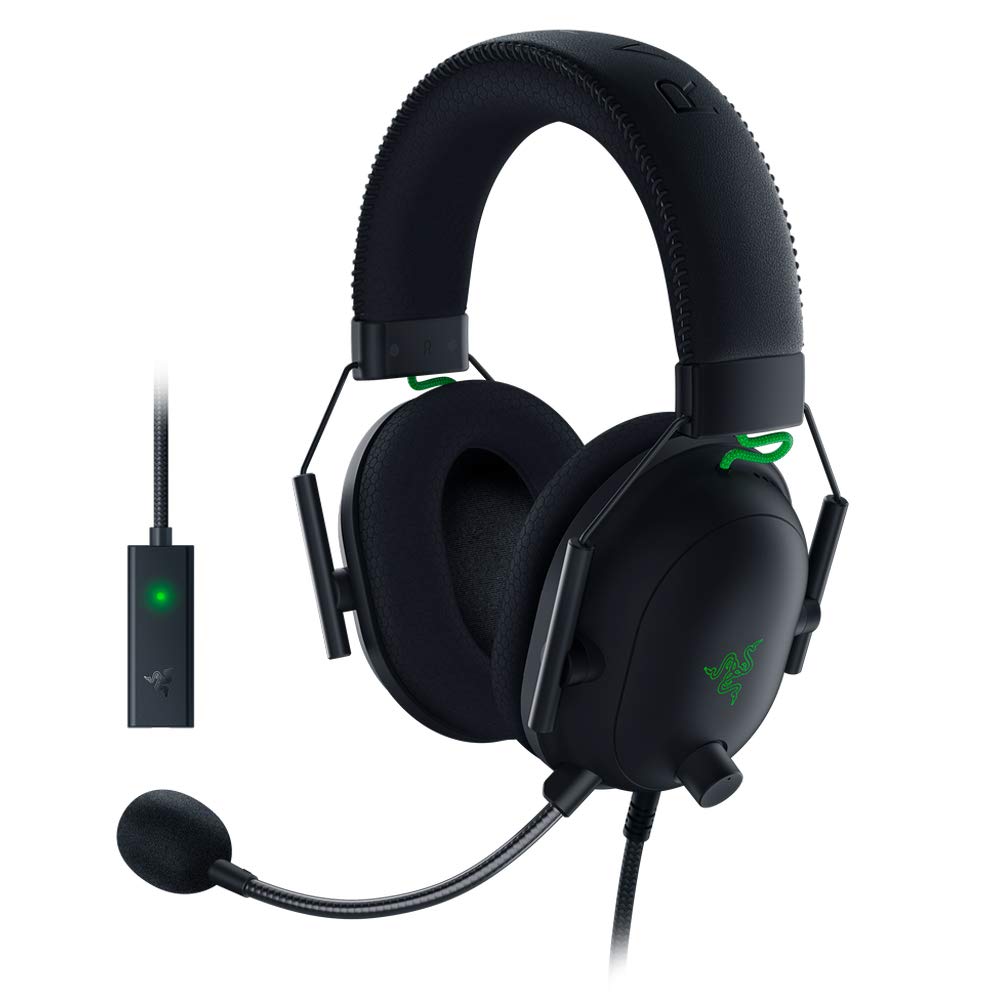 سماعة رأس سلكية للألعاب الإلكترونية Razer BlackShark V2 + بطاقة صوت USB