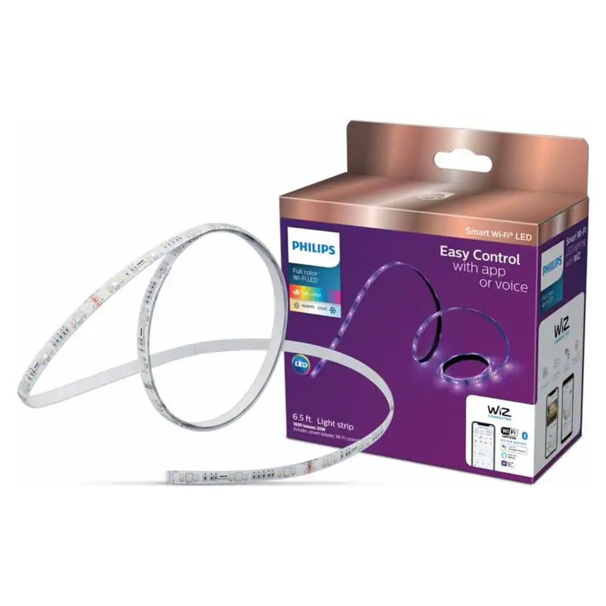 ستریپی ڕووناکیی زیرەک Philips WiZ – 20W، وایفای، 2 مەتر