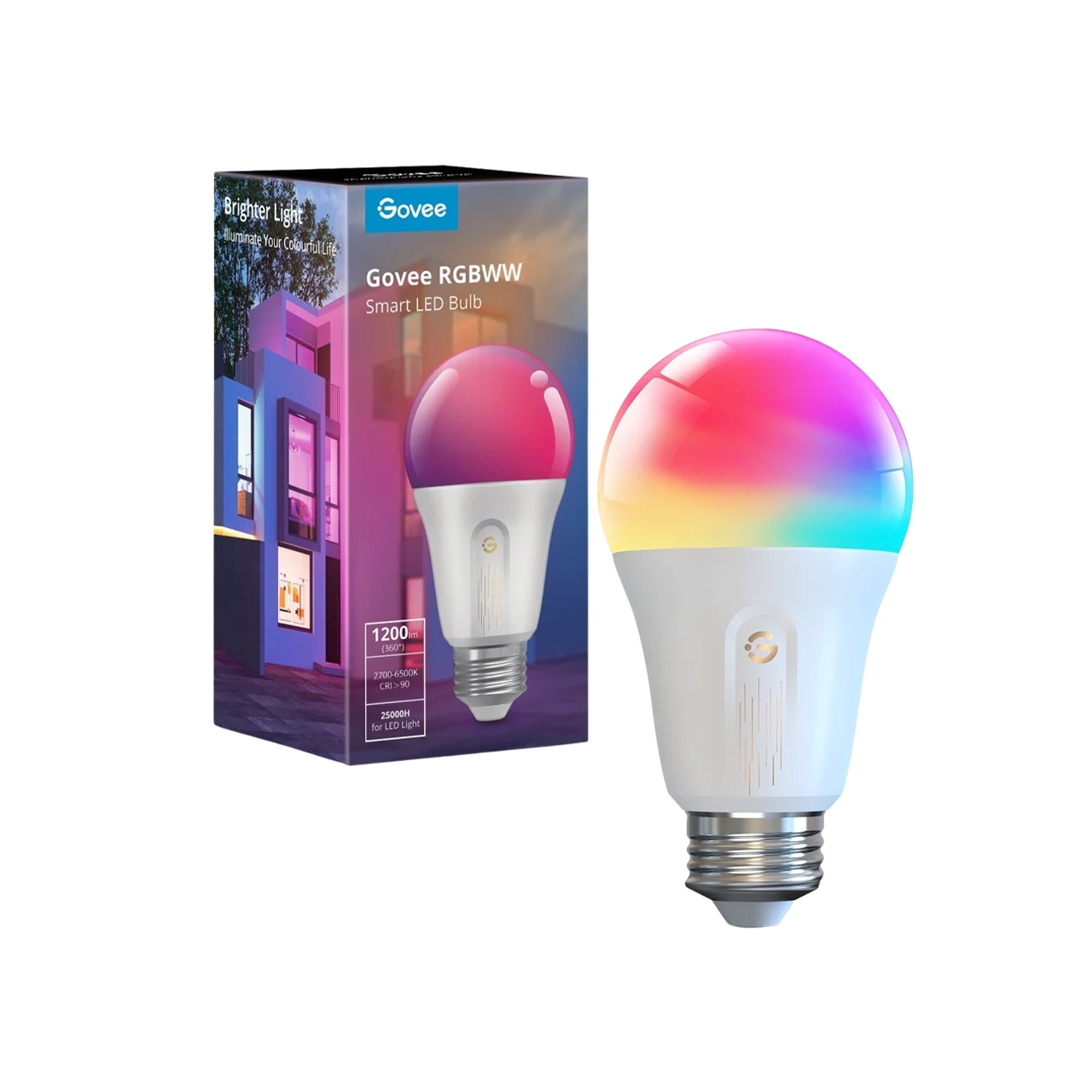 گڵۆپی زیرەکی LEDی Govee E27 RGBWW، وای-فای و بلوتوس