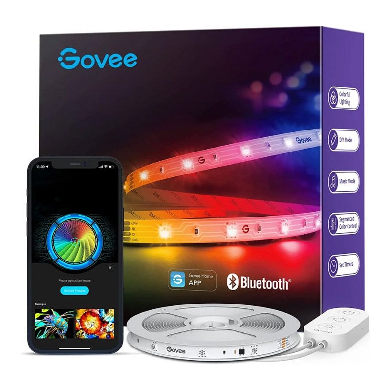 ڕووناکیی ستریپی LEDی Govee RGBIC بەیسیک ١٠ مەتری Wi-Fi + بلوتوس - H618C2D1
