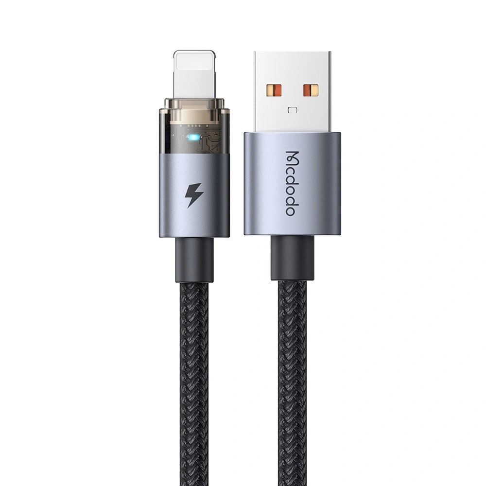 MC Lightning Transparent Cable with Charging Light USB - Lightning 1.2m Black