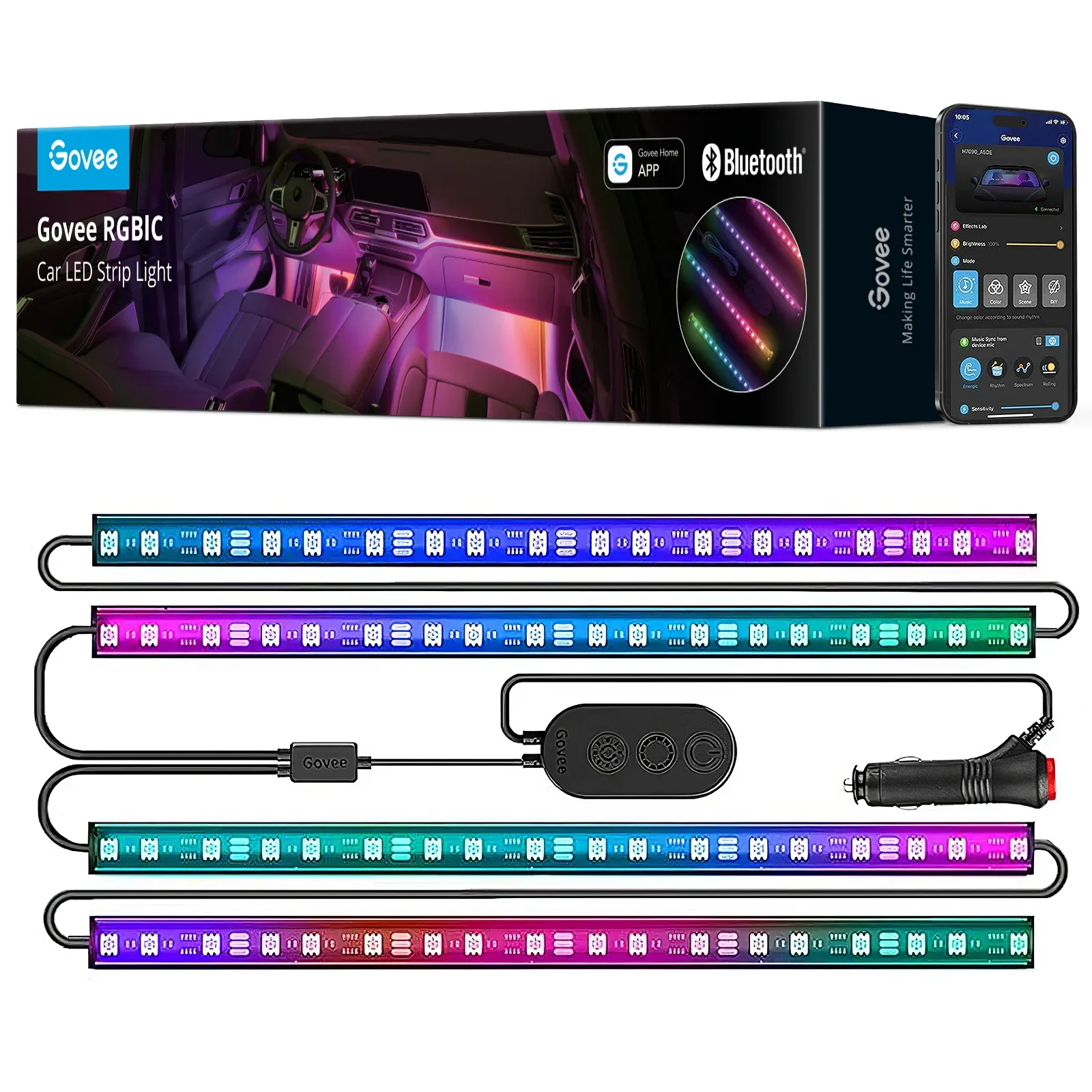 Govee RGBIC Interior Car LED Strip Lights - 12V (Model H70900D2)