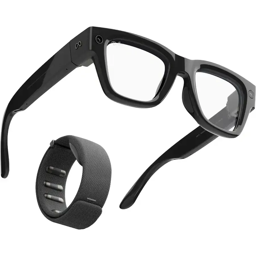 Meta - Ray-Ban Display & Neural Band | AI glasses with in-lens display - Shiny frame, standard - band size 3 - Black