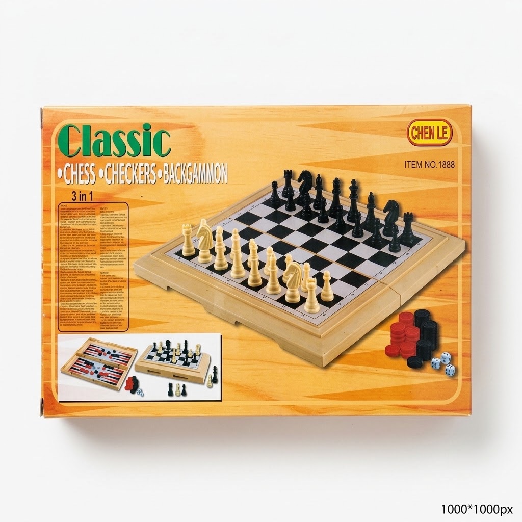 Classic Wooden Chess and Backgammon Game Set