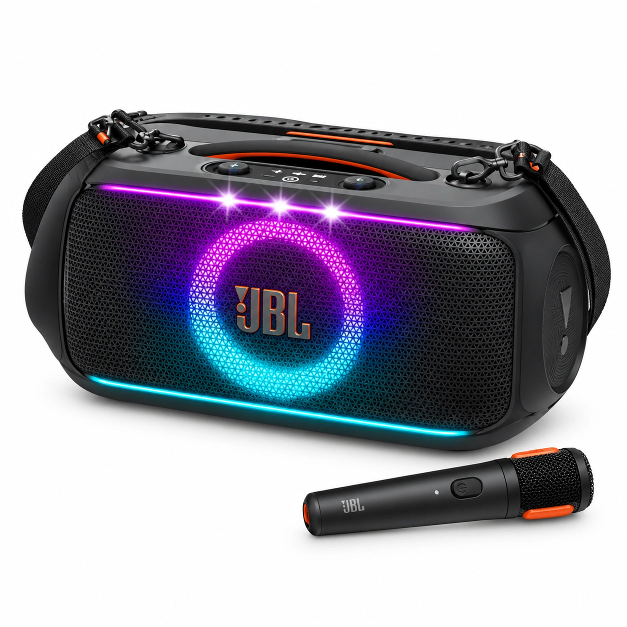 JBL PartyBox On-The-Go 2 Portable Party Speaker with Wireless Microphone Black