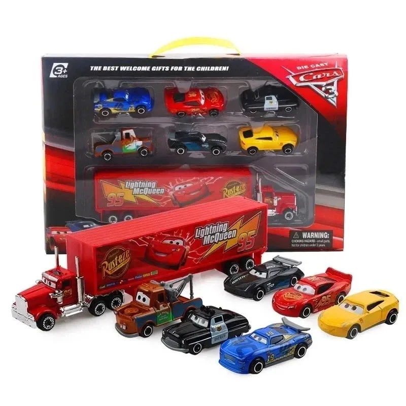 Disney Pixar Cars 7-Piece Diecast Vehicle Set (Mack Truck with Lightning McQueen & Jackson Storm)