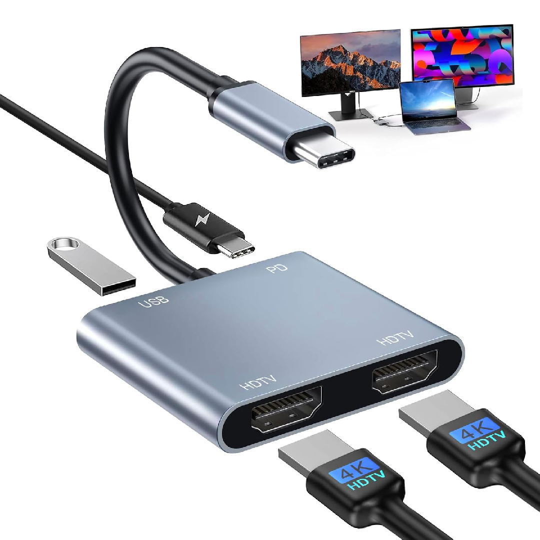Type-C 4-in-1 Multiport Hub – PD 100W / Dual 4K HDTV / USB 3.0