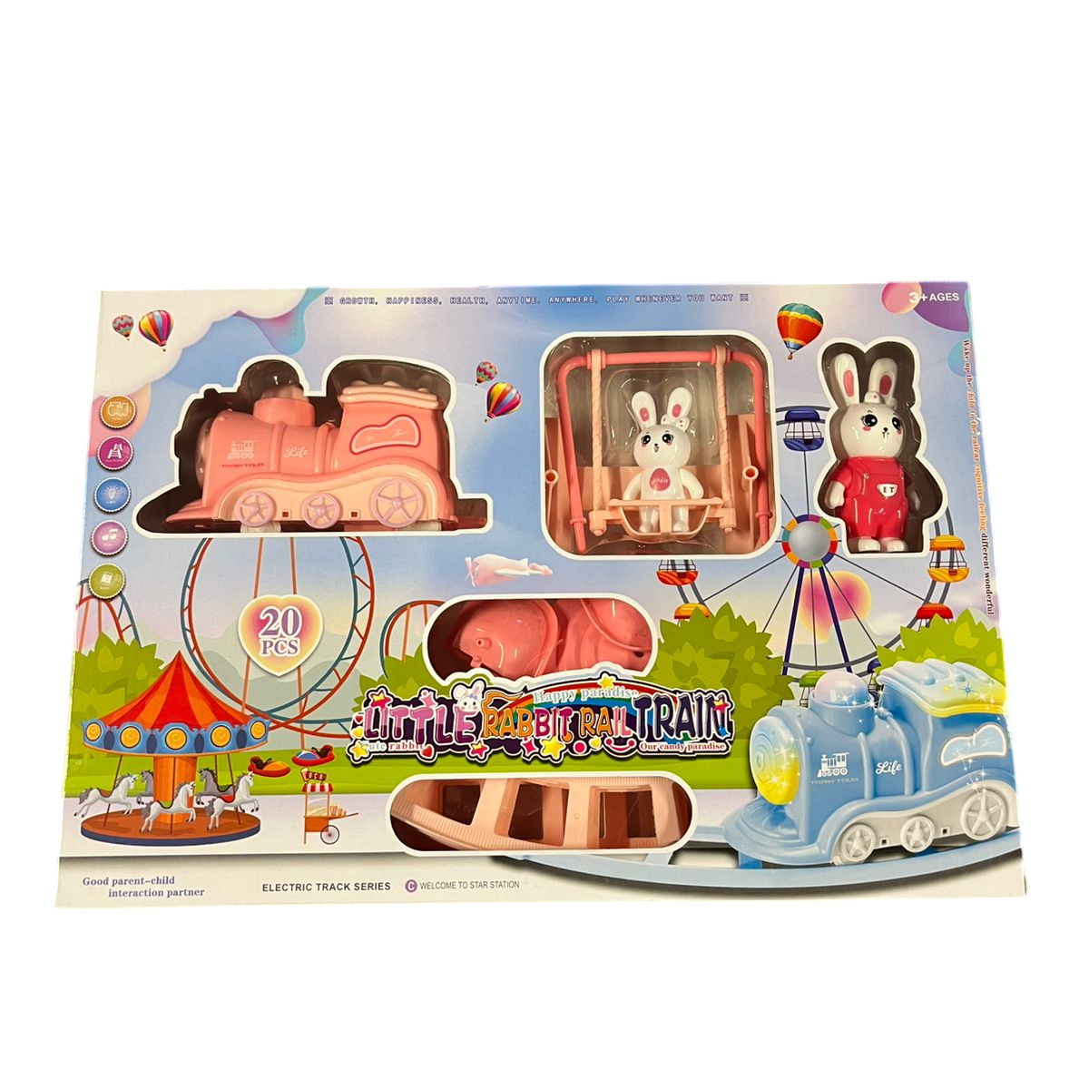 Large Rabbit Battery Train Track - Pink