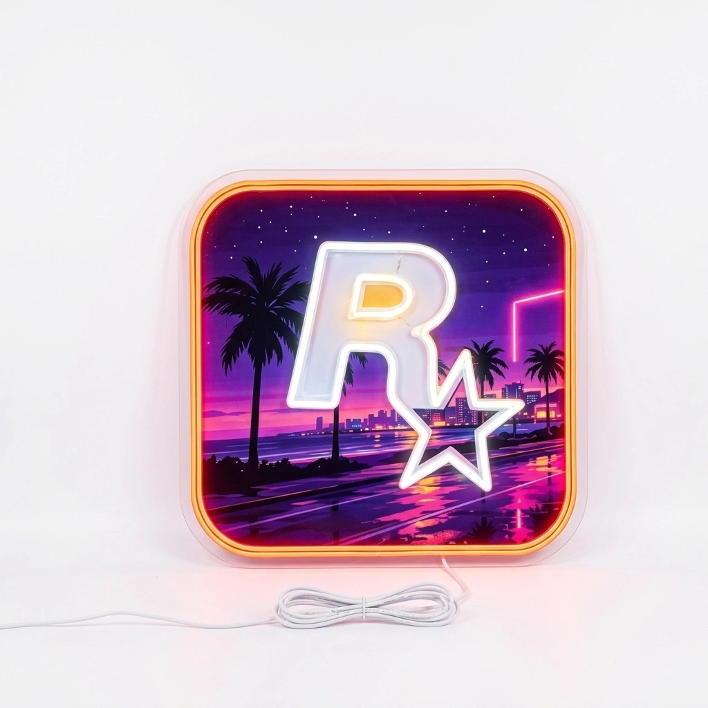 Rockstar Games Logo LED Wall Light (Gamer Room Decor)