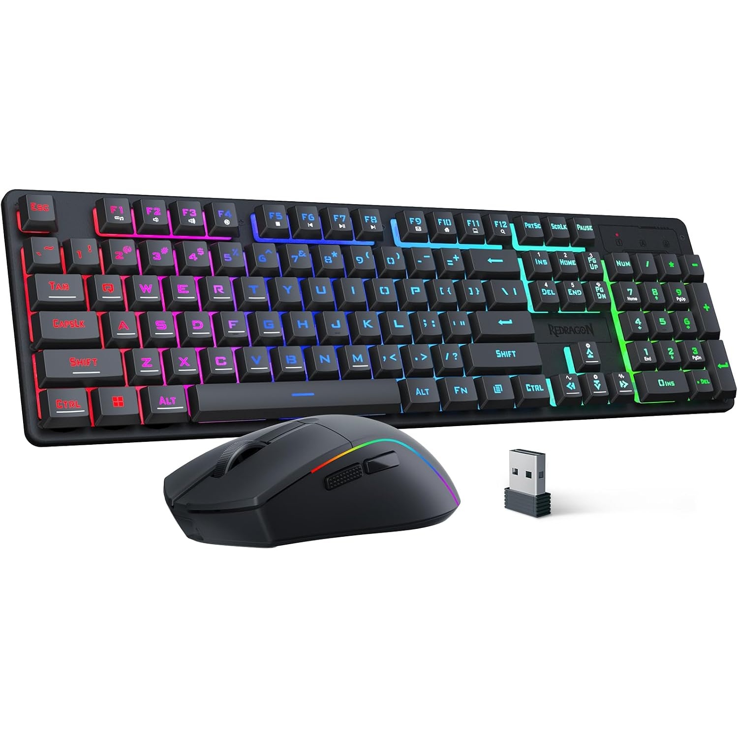 کۆمبۆی کیبۆرد و ماوسی یاریکردنی بێتەلی ڕێدراگۆن S107KS RGB
