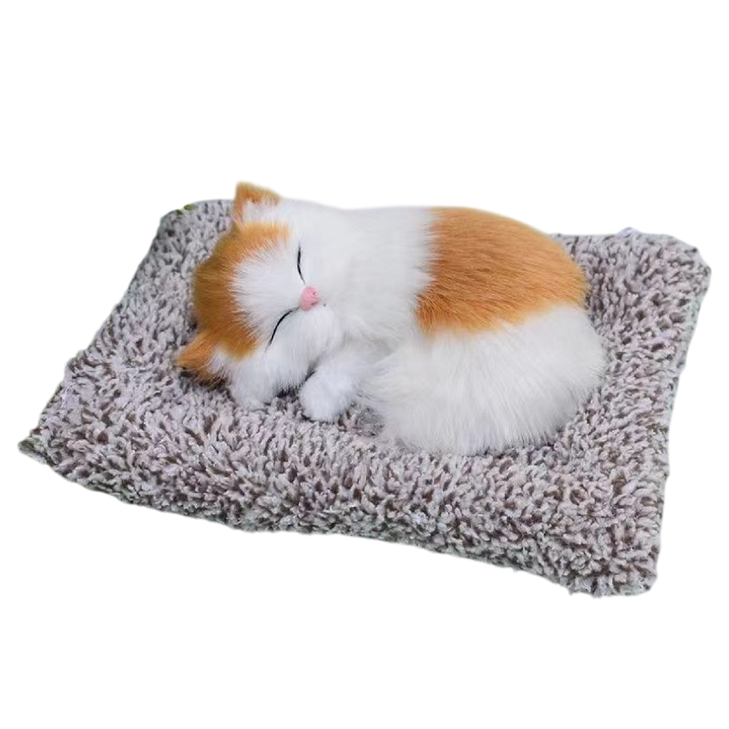 Sleeping Cat Plush Toy with Sound Effects – Random Color
