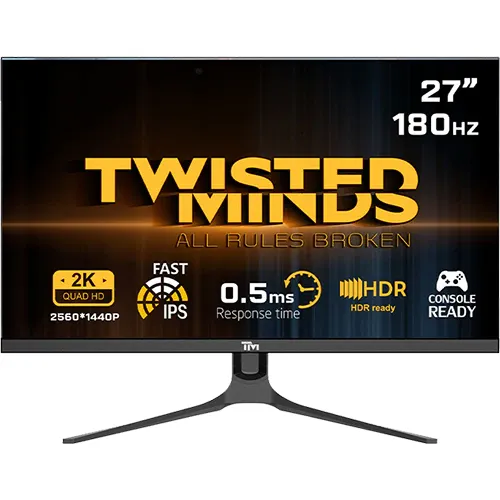 Twisted Minds Blaze Series Flat 27" QHD, 180HZ, 0.5MS, Fast IPS, HDMI 2.1 Gaming Monitor - TM27QHD180IPS