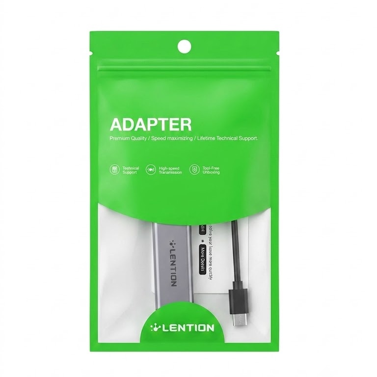 ئاداپتەری Lention لە Type-C بۆ کیبڵی هێڵی ئینتەرنێتی خێرا LAN