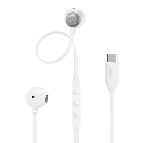 JBL Tune 305C Hi-Res Wired USB-C Earbuds (White)