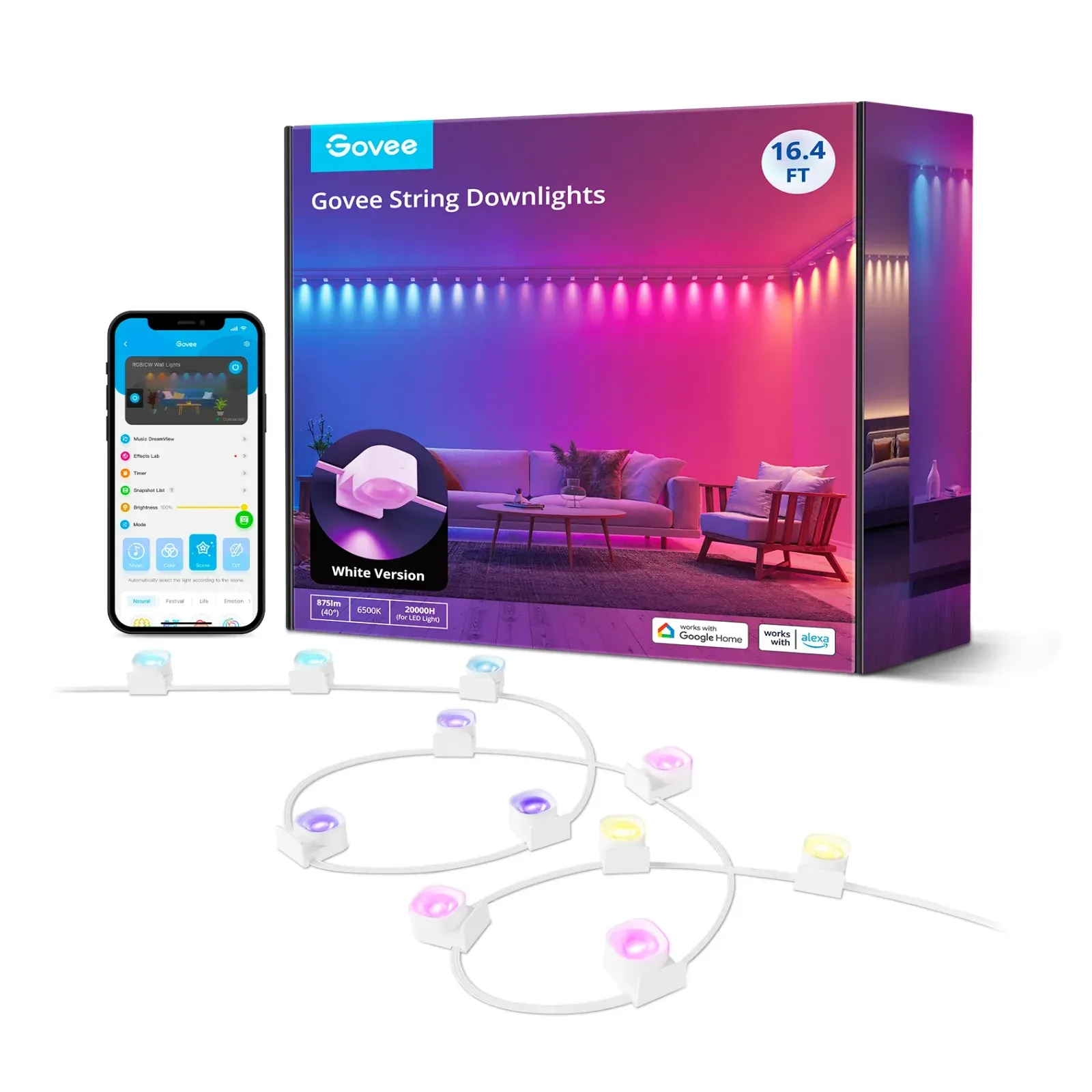 Govee RGBIC String Downlights, Smart Wi-Fi & Bluetooth (H608A201) 