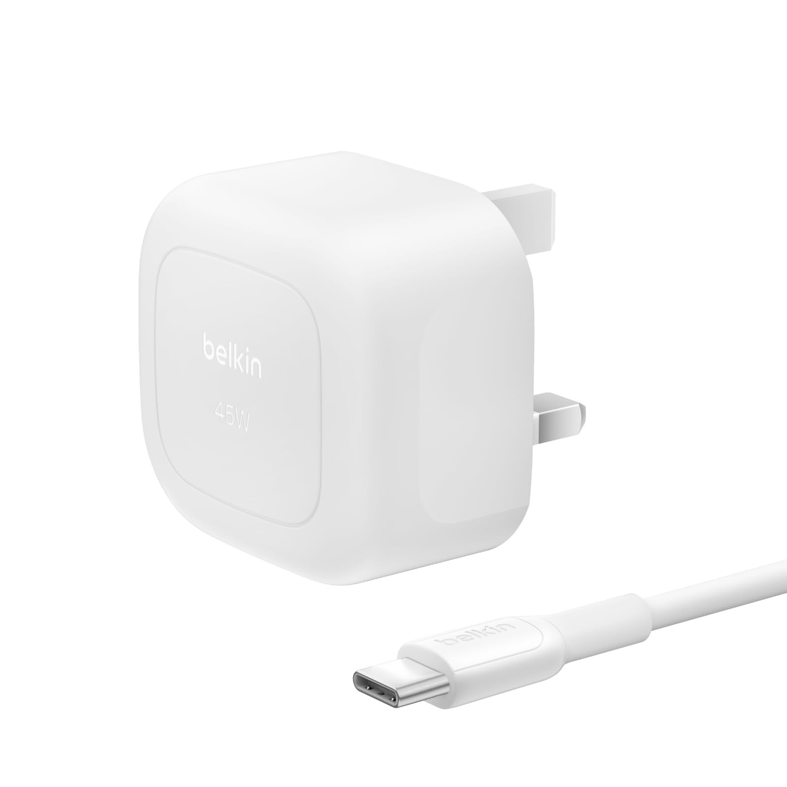 شاحن جداري بيلكين بوست تشارج سريع بمنفذ USB-C بقدرة 45 واط - أبيض