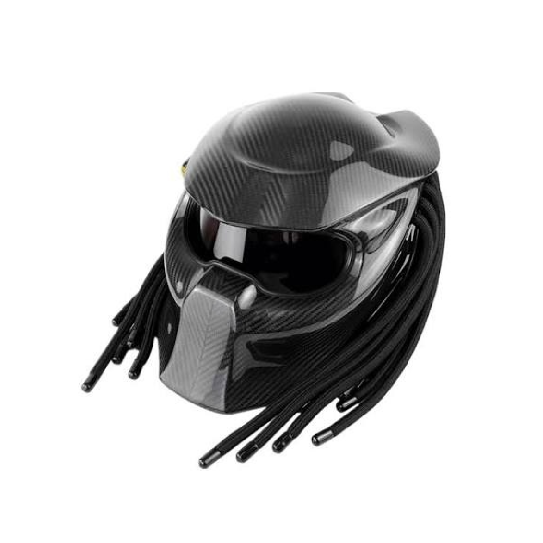 Predator Custom Full-Face Motorcycle Helmet – Real Carbon Fiber Shell with Red Laser Pointer