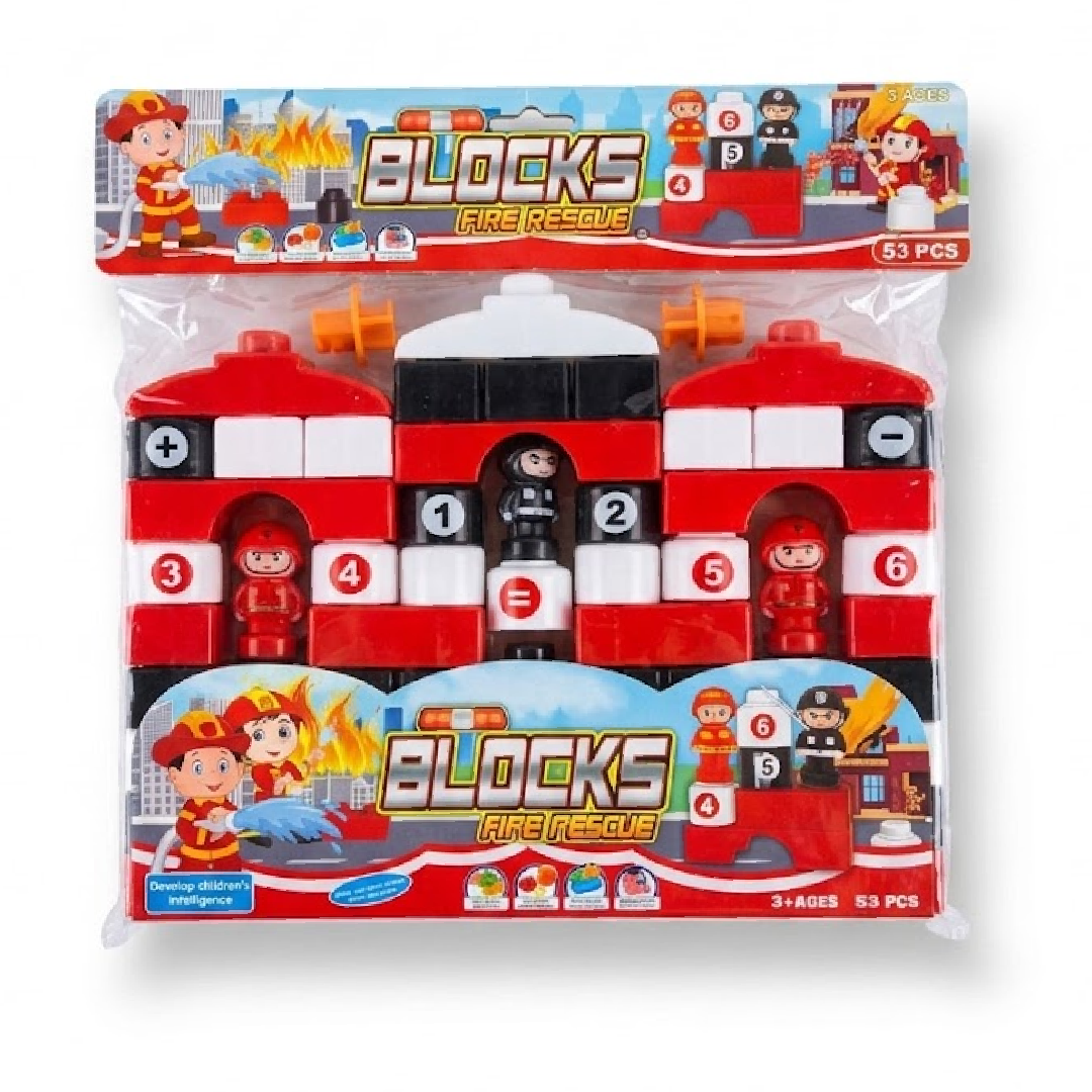 Blocks 53 pcs fire rescue-red
