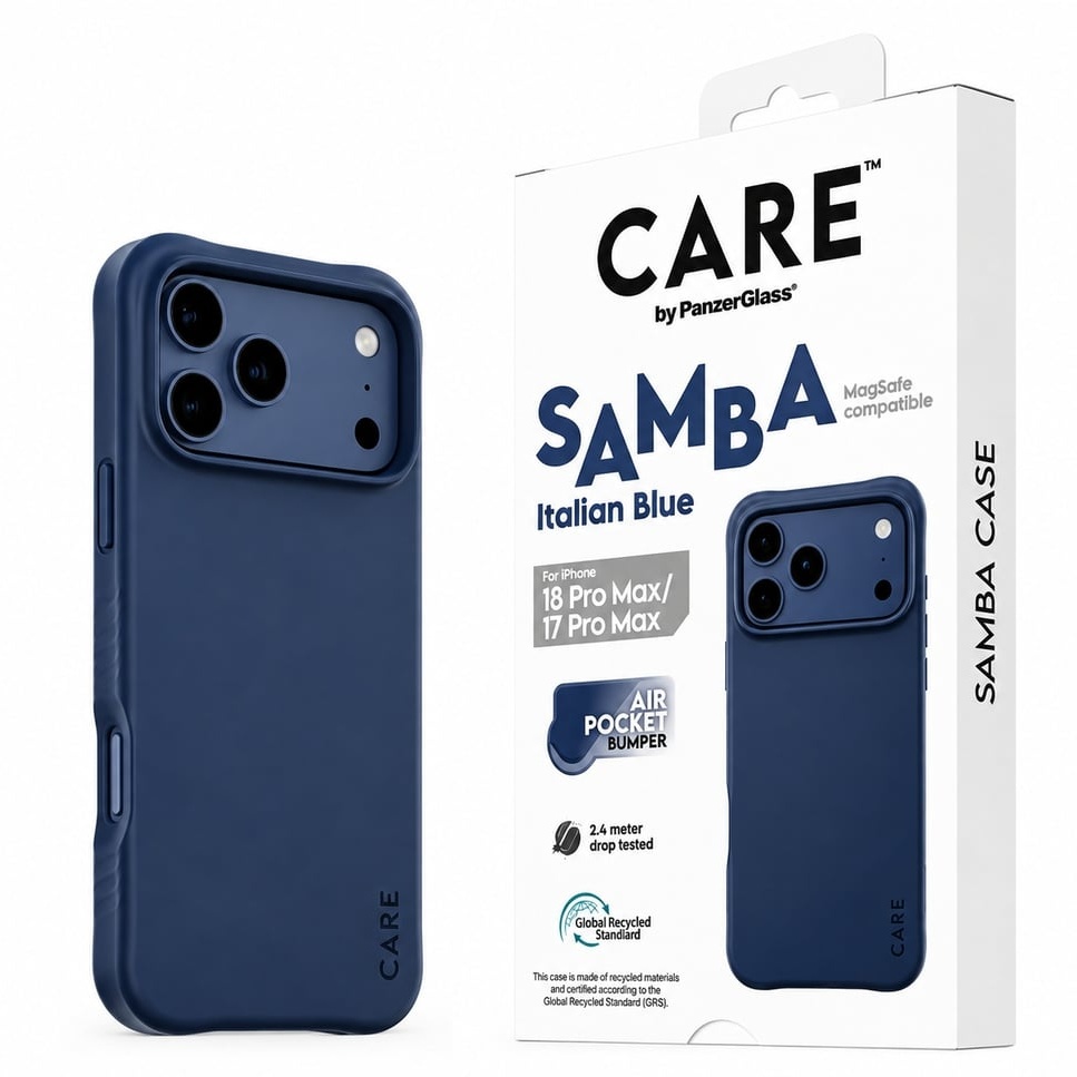بەرگی مۆبایلی پەنزەر سامبا شین ماج سێف بۆ آیفون ١٨ پرۆ ماکس (Panzer iPhone 18 Pro Max Case Samba Blue MagSafe)