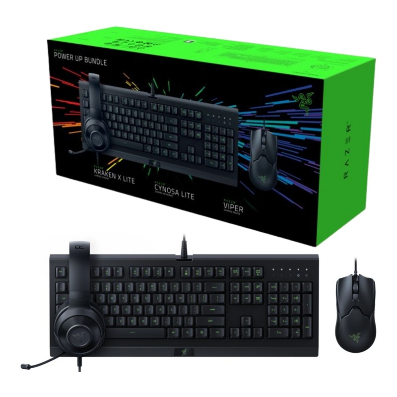 Razer Power Up Gaming Bundle, Cynosa Lite Keyboard, Viper Mouse & Kraken X Lite Headset 