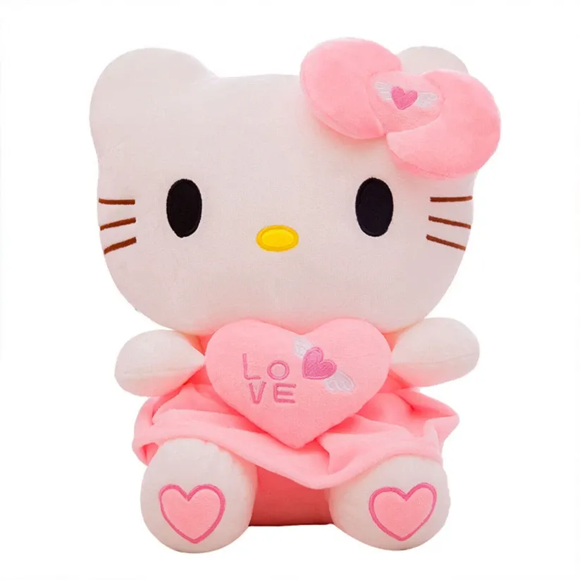 لعبة دمية قطيفة ناعمة هلو كيتي مع قلب حب كرتوني - 70 سم (Sanrio Hello Kitty Heart Plush Toy)
